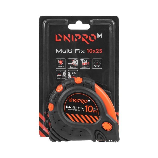 Tape measure Dnipro-M Multi Fix 10 m*25 mm