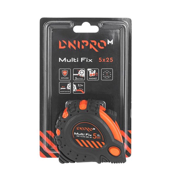 Tape measure Dnipro-M Multi Fix 5 m*25 mm