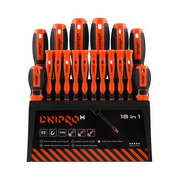 Screwdriver set with stand Dnipro-M S2 18 pcs