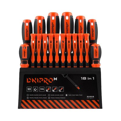 Set of screwdrivers with a stand Dnipro-M S2 18 pcs.