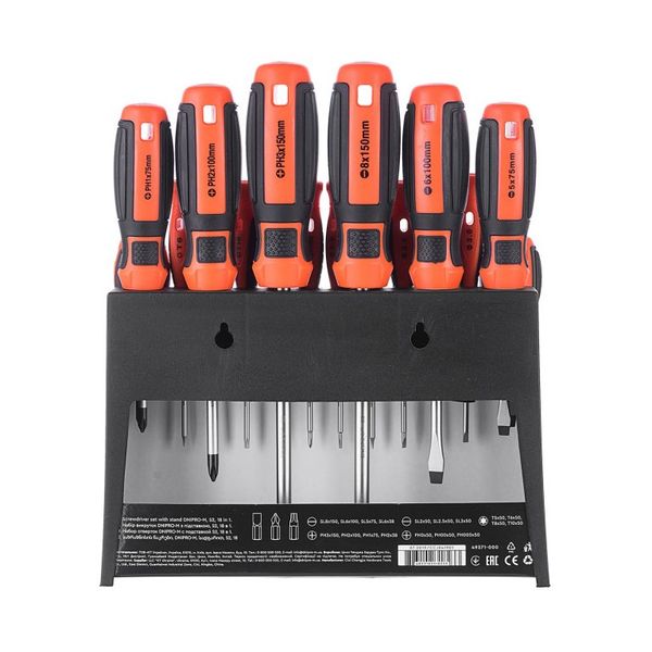 Screwdriver set with stand Dnipro-M S2 18 pcs