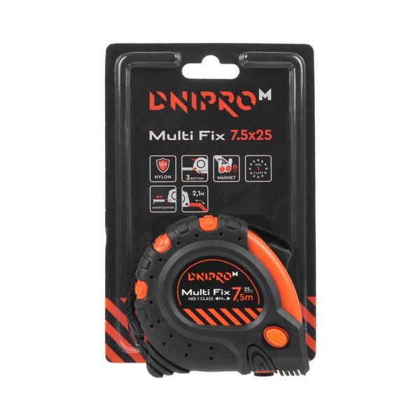 Tape measure Dnipro-M Multi Fix 7.5 m*25 mm