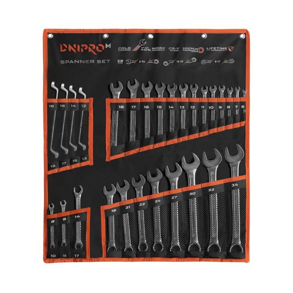 Universal wrench set Dnipro-M ULTRA in case (6-34, 12-19, 8-17 mm) 28 pcs