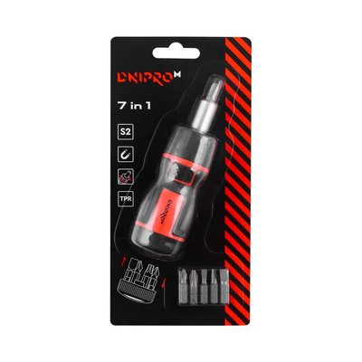 Screwdriver Dnipro-M reversible with ratchet S2 (7 pcs.)