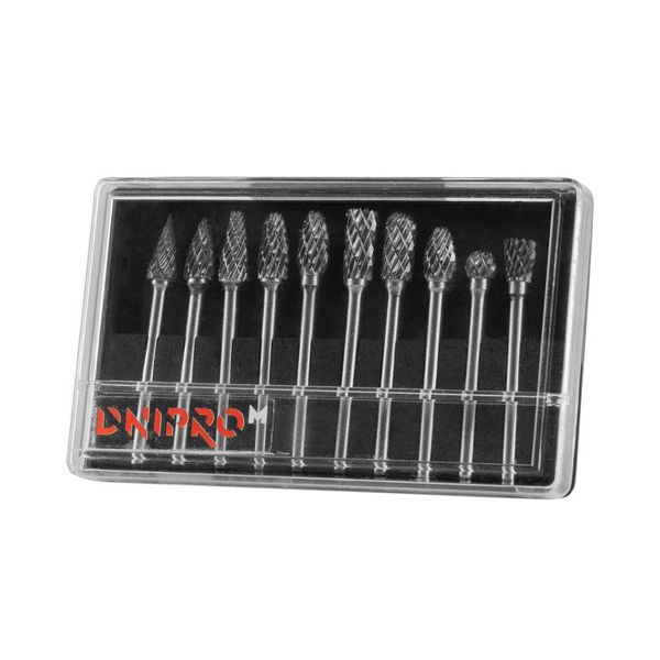 Carbide router bit set Dnipro-M for engraver, 10 pcs