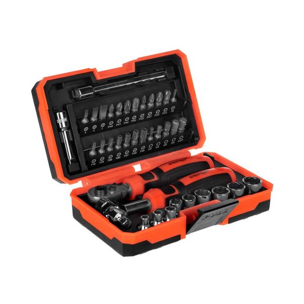 Screwdriver set Dnipro-M with ratchet and bits S2, 1/4" 38 pcs