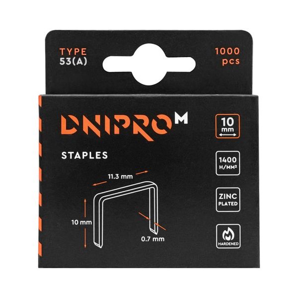 Hardened galvanized staples Dnipro-M 53 (A) 10 mm