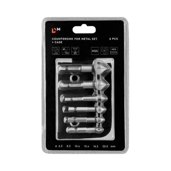 Countersink Set Dnipro-M for Metal 6 pcs. 6.3-20.5 mm