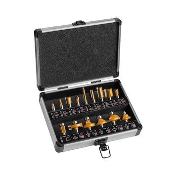 Wood router bit set Dnipro-M PROFESSIONAL, 8 mm shank 15 pcs (2021)