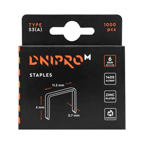 Hardened galvanized staples Dnipro-M 53 (A) 6 mm