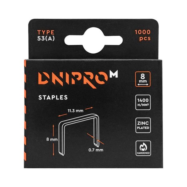 Hardened galvanized staples Dnipro-M 53 (A) 8 mm