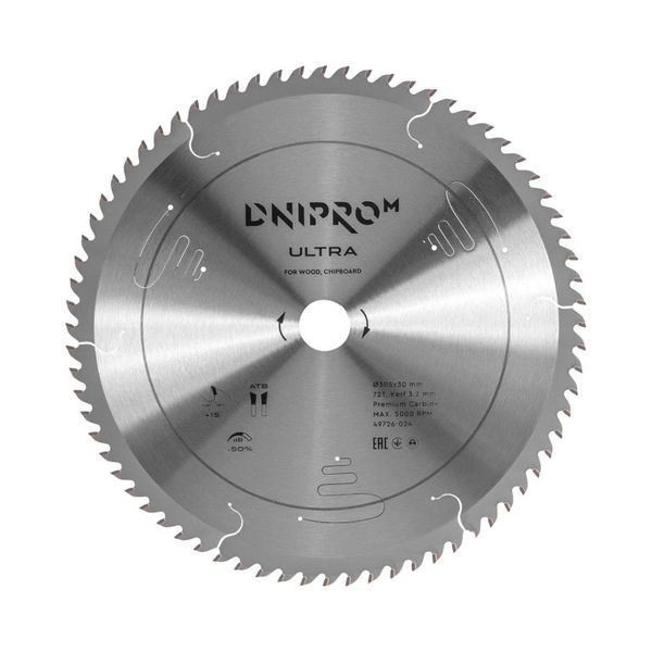 Saw Blade for Wood Dnipro-M ULTRA 305 mm 30 25.4 65Mn 72T