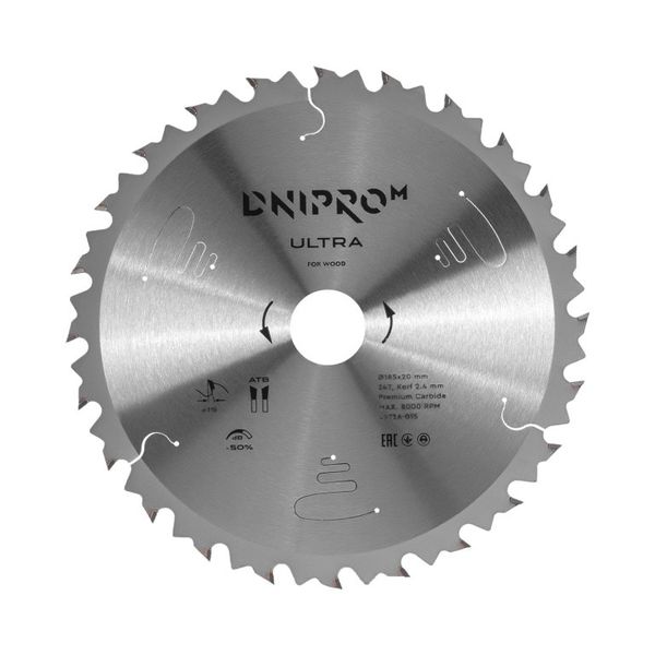 Saw Blade Dnipro-M ULTRA 185x20/16x24T K2.4 65 Mn (for Wood)