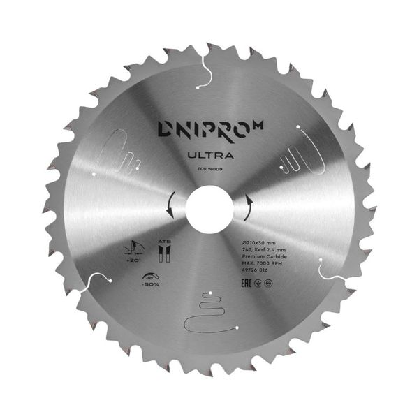 Saw Blade Dnipro-M ULTRA 210 mm 30 25.4 65Mn 24T (for Wood)