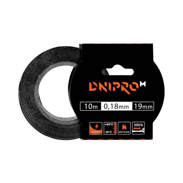 Insulation tape Dnipro-M 10 m 19 mm 0.18 mm black