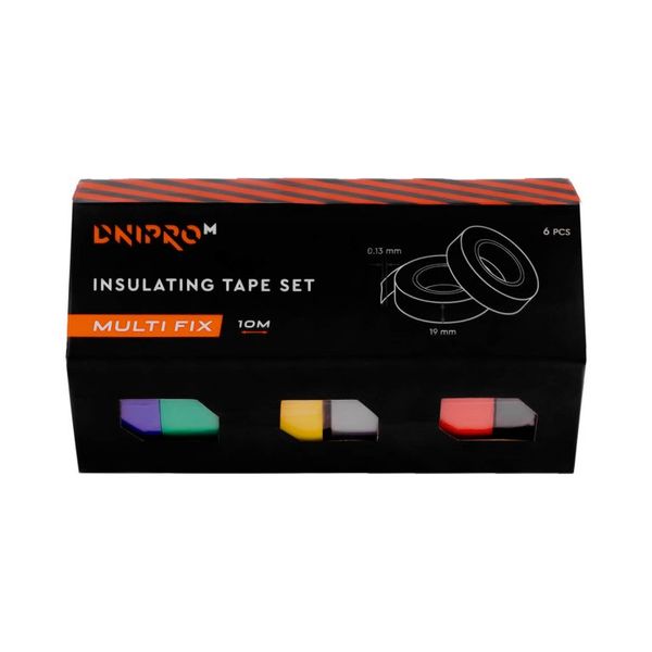 Insulation tape set Dnipro-M Multi Fix 10 m 19 mm 0.13 mm 6 pcs