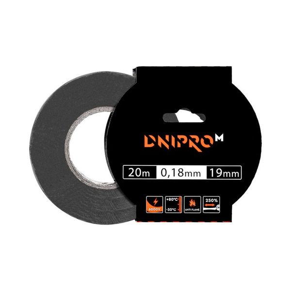 Insulation tape Dnipro-M 20 m 19 mm 0.18 mm black